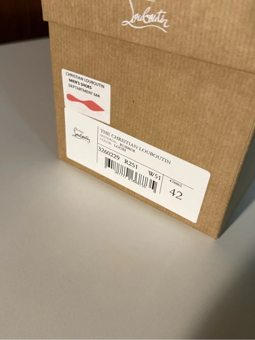 Christian Louboutin Brown Designer Shoebox with White Logo